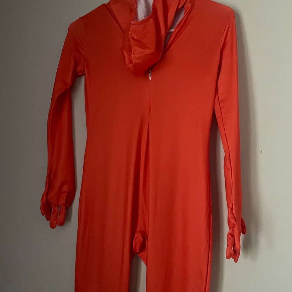 Orange Full-Body Hooded Bodysuit Costume
